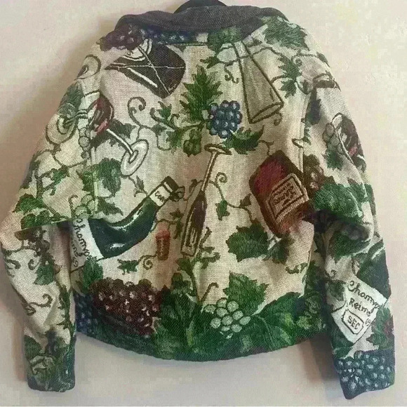 Painted Pony Tapestry Jacket Wine Bottle Grapes Vintage Western Style One Size - Picture 6 of 6